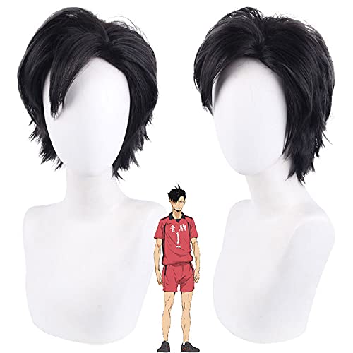 Wig for Props Matching Performance Modeling Cosplay Wig Volleyball Teenager Black Tail Tetsuro Black Wig von RTGFS