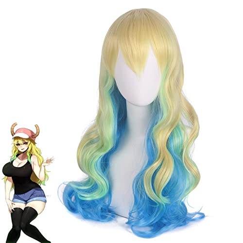 Wig for Props Matching Performance Modeling Kobayashi Maid Girl Shaking Dragon Lukeya Cosplay Wig Three-Color Gradient Long Curly Hair von RTGFS