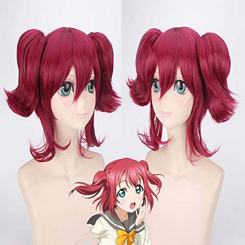 Wig for Props Matching Performance Modeling Lovelive! Sunshine! Kurosawa Lu Xiaohu Clip Watermelon Red Cosplay Wig von RTGFS