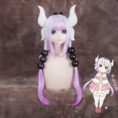 Wig for Props Matching Performance Modeling Miss Kobayashi’S Dragon Maid Girl Shaking Dragon Kang Na Cos Kang Na Kamui Gradient Purple Cos Wig Kang Na Color: Pl-846 (Wig) von RTGFS