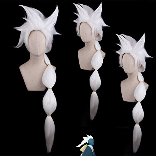 Wig for Props Matching Performance Modeling Sky Light Yu Cos Wig Ears Ancestor Light Child Rainforest Keel Kakashi Pleurotus Sakura Color: Pl-849-16 Light Yu Keel Pure White von RTGFS