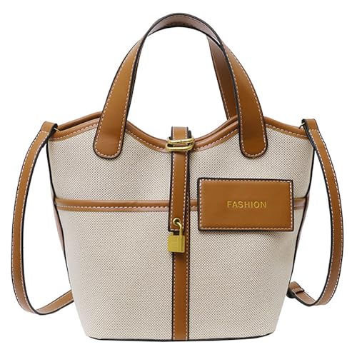 RTGGSEL Modische Umhängetasche aus Segeltuch für Damen, mit Tragegriff oben, kleine Umhängetasche, Braun, Small von RTGGSEL