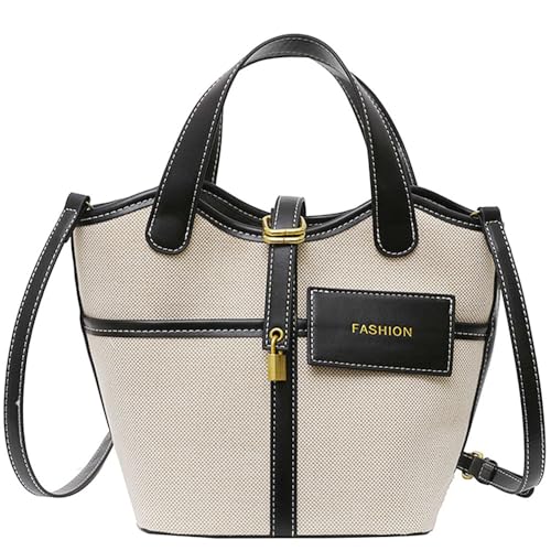 RTGGSEL Modische Umhängetasche aus Segeltuch für Damen, mit Tragegriff oben, kleine Umhängetasche, Schwarz, Small von RTGGSEL