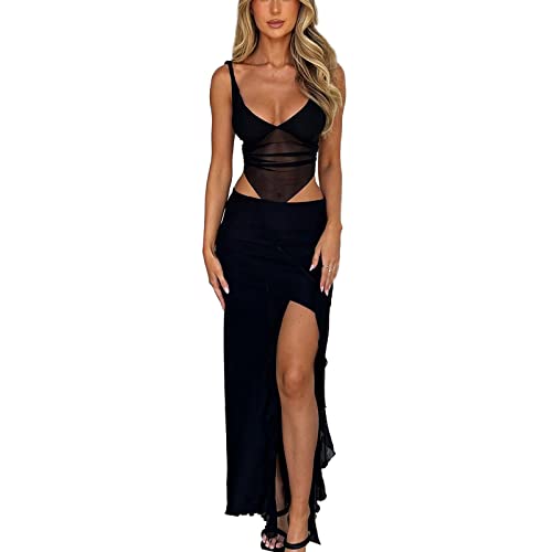 Damen Sommer 2 -Stück -Rock -Set Spitze Crop Tops mit hoher Taille Bodycon Minirock 2pcs Rock Set Y2K 90S Streetwear (Chic Black Set, S) von RTGSE