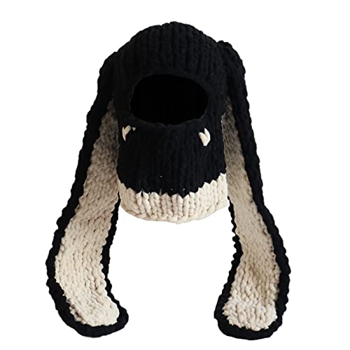 RTGSE Frauen Stricke Vollgesichtski -Maske Häkelbalaklava Winter warm warm warm Kawaii süße Hasenohren Stricke Balaclava Gesichtsabdeckung Maske (A-Long Ears Beige, One Size) von RTGSE