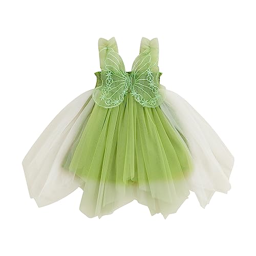 RTGSE Toddler Baby Girls Forest Fairies Dress 3D Butterfly Wings Sequins Princess Dress Halloween Costume Dress for Baby Girls (E Green, 6-12 Months) von RTGSE