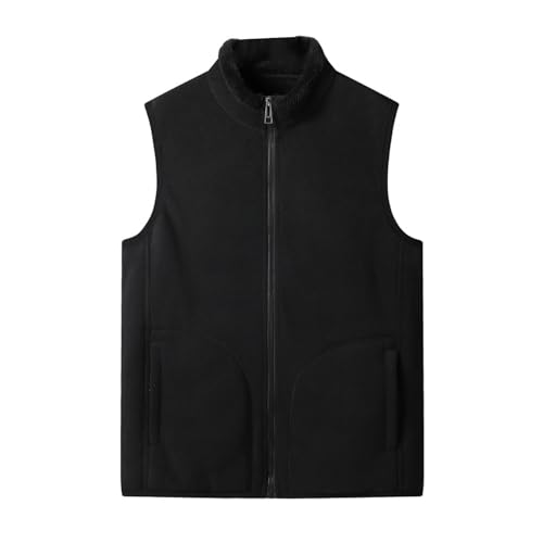RTHLEQIEE Leichtgewichtige Fleece Weste mit Reißverschluss für Männer und Frauen - Warme Ärmellose Jacke mit Taschen für Winter - Freizeitkleidung(Black,4XL) von RTHLEQIEE