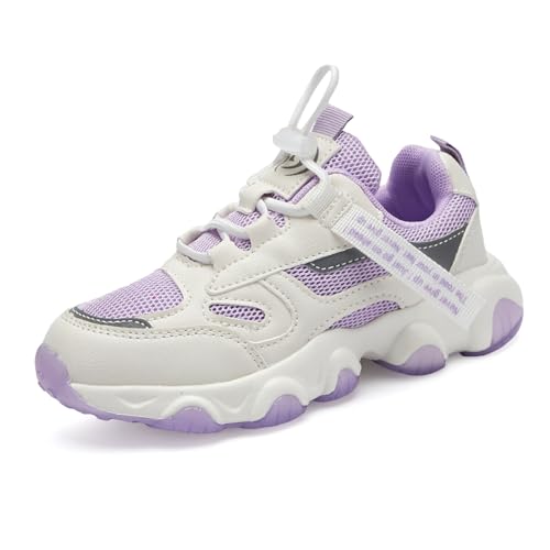 RTOUNT Kinder Lila Sportschuhe Jungen Einstellbar Freizeit Sneaker Kinderschuhe Atmungsaktiv Outdoor Turnschuhe Mädchen Laufschuhe EU 29 von RTOUNT