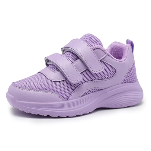 RTOUNT Kinder Lila Sportschuhe Jungen Laufschuhe Kinderschuhe Atmungsaktiv Outdoor Turnschuhe Mädchen Einstellbar Freizeit Sneaker EU 25 von RTOUNT