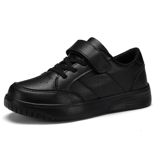 RTOUNT Kinder Sportschuhe Mädchen Laufschuhe Kinderschuhe Jungen Atmungsaktiv Outdoor Walkingschuhe Size 37 EU Leichtgewichts Atmungsaktiv Freizeit Straßenlaufschuhe Ganz Schwarz Unisex von RTOUNT