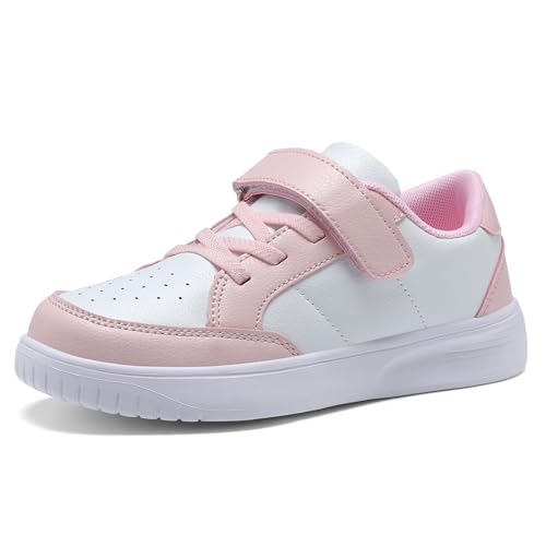 RTOUNT Mädchen Laufschuhe Kinderschuhe Jungen Atmungsaktiv Outdoor Walkingschuhe Kinder Sportschuhe Size 37 EU Leichtgewichts Atmungsaktiv Freizeit Straßenlaufschuhe Rosa Unisex von RTOUNT