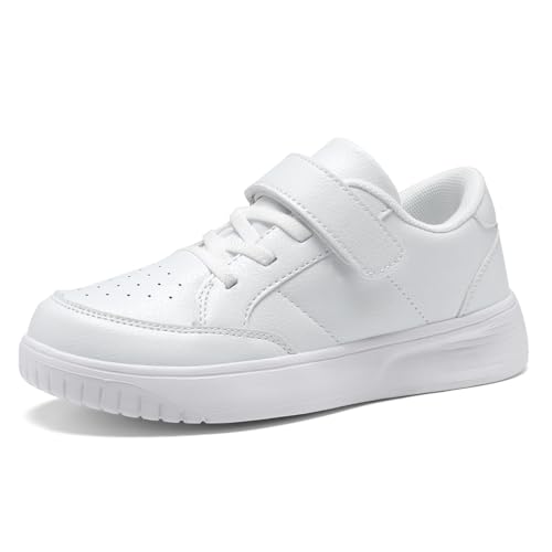 RTOUNT Unisex Weiß Jungen Sportschuhe Kinder Mädchen Laufschuhe Kinderschuhe Atmungsaktiv Outdoor Walkingschuhe Size 31 EU Leichtgewichts Atmungsaktiv Freizeit Straßenlaufschuhe von RTOUNT