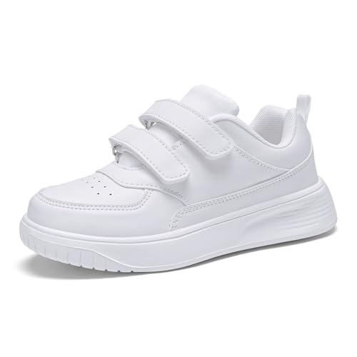 RTOUNT Weiß Jungen Sportschuhe Kinder Mädchen Laufschuhe Kinderschuhe 31 EU Einstellbar Leichtgewichts Atmungsaktiv Freizeit Straßenlaufschuhe Unisex von RTOUNT