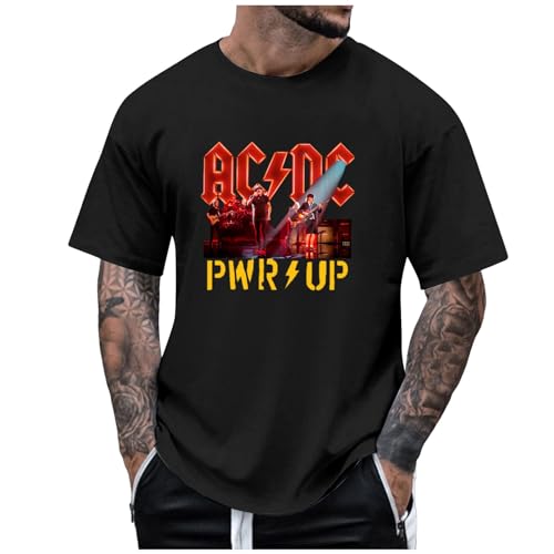 AC DC Tshirt 2024 Herren Damen Kurzarm ACDC Shirt Retro Fan-Shirt Rock Band Musikfans AC/DC Tops Baumwolle Rundhals Oberteile Musik-Fanbekleidung ACDC Power Up Shirt Power Up ACDC ACDC Tour Shirt von RTPR