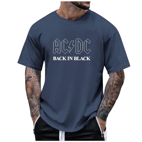 ACDC T-Shirt Power Up Cover Tshirt Rock Music Band AC DC PWR UP Stage Lights T-Shirts Fan-Shirt Hells Bells High Voltage Hard Rock T Shirt für Herren Damen Schwarz Weis ACDC Power Up Shirt Power Up von RTPR