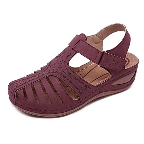 Damen Sandaletten Sommerschuhe Flatform Sandalen mit dicker Sohle für Frauen, weiches , geschlossene Zehen, Vintage-Anti-Rutsch-Sandalen, dicke Sohle, Premium-Schuhe, hohle Sandalen Damen Schuhe Soft von RTPR