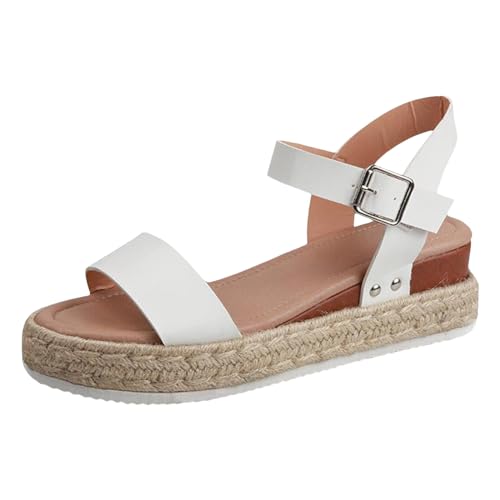 RTPR Damen Einfarbig Blockabsatz High Heels Sandaletten SommerSandalen mit Muster, Keilabsatz, Dicker Sohle, Plateauschuhe, Lässig, flache Sohle, Damenschuhe, Sandalen Damen, Sommer Bohemia Sandals von RTPR