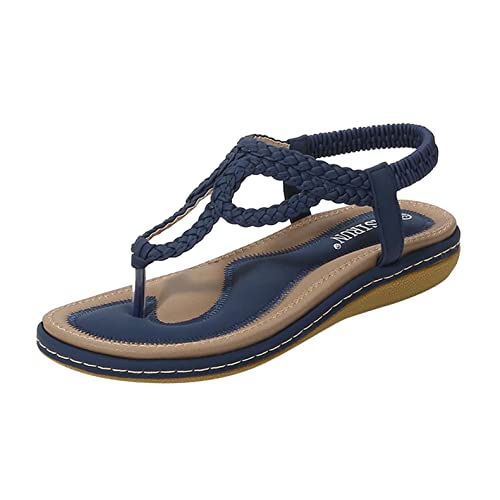 RTPR Damen Sandaletten Sommerschuhe Flatform, Damen Riemchensandalen Strass Spitze, Römische Sandalen Flache Sandalen Damen Sommer Freizeit Zehentrenner mit Weiche Fußbett von RTPR