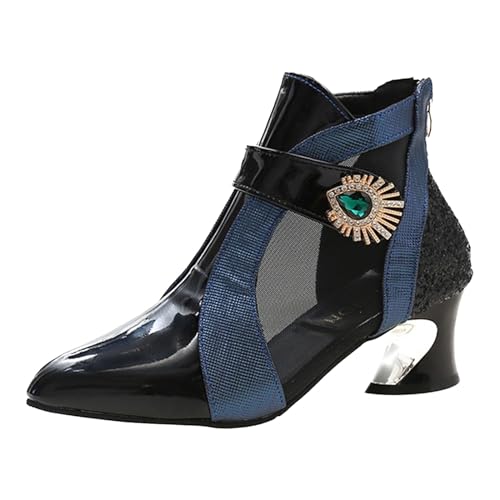 RTPR Damen Stiefeletten Stiefele Ankle Boots dicke Absätze, modische und vielseitige Damenschuhe, Stiefeletten, Damenstiefel Schuhe Damen Ultra (Blue, 37) von RTPR