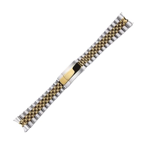 RTRCAGAKM 20 21mm Massives Edelstahl-Armband passend for Rolex Oyster Perpetual Date Metallarmband Uhrenarmband(Silver and gold,20mm) von RTRCAGAKM