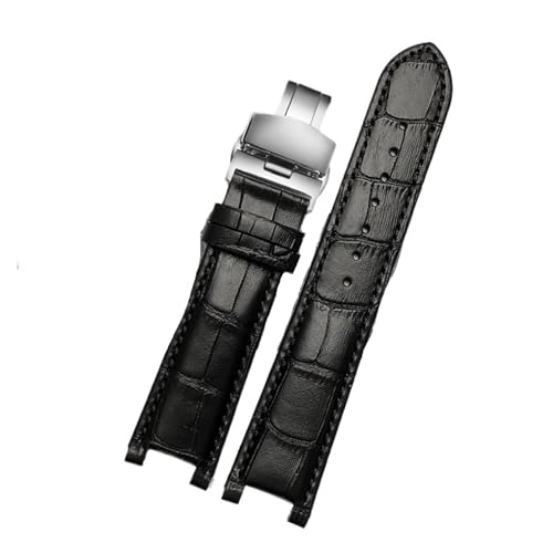 RTRCAGAKM 22 * 13mm 20 * 11m Kerb Uhrenarmband passend for GC Stahl Schmetterlingsschließe Armband(Black Silver,22mm) von RTRCAGAKM