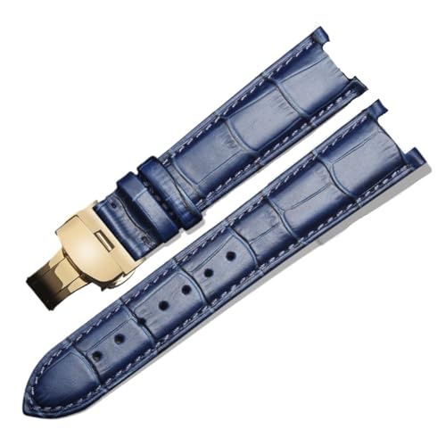 RTRCAGAKM 22 * 13mm 20 * 11m Kerb Uhrenarmband passend for GC Stahl Schmetterlingsschließe Armband(Blue golden,20mm) von RTRCAGAKM