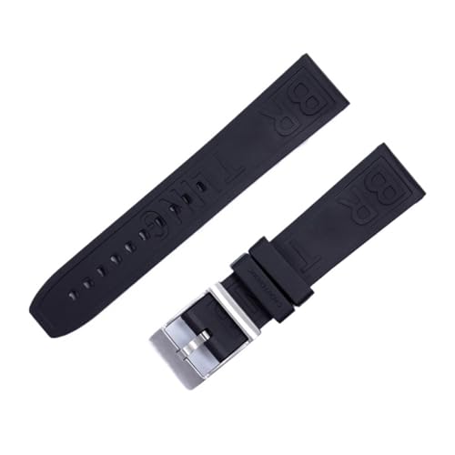 RTRCAGAKM 22 mm 24 mm Uhrenarmband aus weichem Gummi und Silikon in acht Farben, passend for Breitling, passend for Superocean, passend for Navitimer Avenger-Uhrenarmband(Black-silver,24mm) von RTRCAGAKM