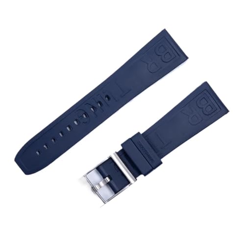 RTRCAGAKM 22 mm 24 mm Uhrenarmband aus weichem Gummi und Silikon in acht Farben, passend for Breitling, passend for Superocean, passend for Navitimer Avenger-Uhrenarmband(Dark Blue-silver,22mm) von RTRCAGAKM