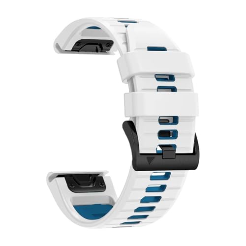RTRCAGAKM 22 mm 26 mm breites weiches Silikon-Uhrenarmband, passend for Garmin, passend for Fenix ​​7 7X Pro 6 6X 5 5X Plus, Band passend for Epix Pro Gen 2 47 mm 51 mm(White Blue,QuickFit 22mm) von RTRCAGAKM