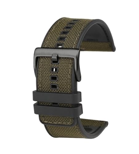 RTRCAGAKM 24 m passend for Casio PROTREK Khakiblau Armeegrün Nylon-Gummi-Armband PRW-6600 6800 PRG-600/650 Uhrenarmband mit Schnellverschluss(Army Green black) von RTRCAGAKM