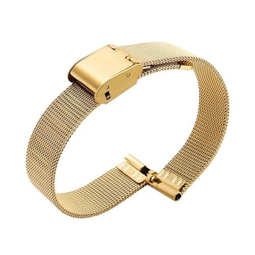 RTRCAGAKM Passend for Armani Small Size Stahlarmband, passend for DW, passend for Longines, passend for CK Mesh Band 12 13 14 mm(14mm,Model B-Between Gold) von RTRCAGAKM