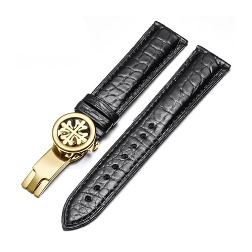 RTRCAGAKM Rundes Uhrenarmband passend for Patek for Philippe 5167Ax Armband mit Schmetterlingsschließe, 19 mm(Black-gold,17mm) von RTRCAGAKM