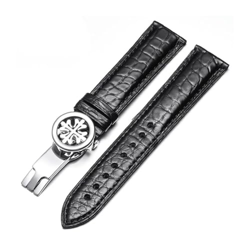 RTRCAGAKM Rundes Uhrenarmband passend for Patek for Philippe 5167Ax Armband mit Schmetterlingsschließe, 19 mm(Black-silver,18mm) von RTRCAGAKM