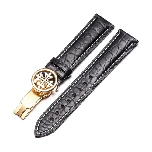 RTRCAGAKM Rundes Uhrenarmband passend for Patek for Philippe 5167Ax Armband mit Schmetterlingsschließe, 19 mm(Black white-gold,20mm) von RTRCAGAKM