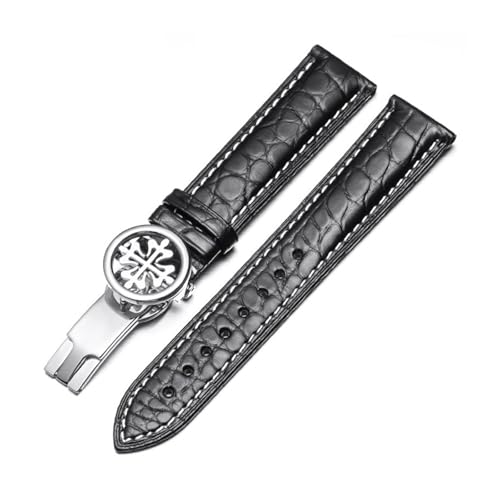 RTRCAGAKM Rundes Uhrenarmband passend for Patek for Philippe 5167Ax Armband mit Schmetterlingsschließe, 19 mm(Black white-silver,23mm) von RTRCAGAKM