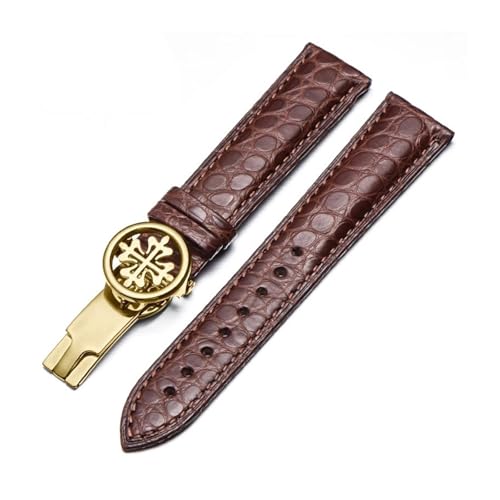 RTRCAGAKM Rundes Uhrenarmband passend for Patek for Philippe 5167Ax Armband mit Schmetterlingsschließe, 19 mm(Brown-gold,18mm) von RTRCAGAKM