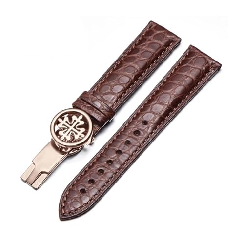 RTRCAGAKM Rundes Uhrenarmband passend for Patek for Philippe 5167Ax Armband mit Schmetterlingsschließe, 19 mm(Brown-rosegold,20mm) von RTRCAGAKM
