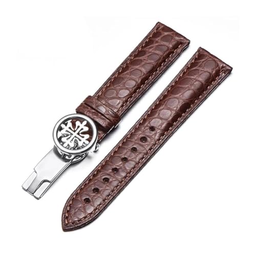 RTRCAGAKM Rundes Uhrenarmband passend for Patek for Philippe 5167Ax Armband mit Schmetterlingsschließe, 19 mm(Brown-silver,20mm) von RTRCAGAKM