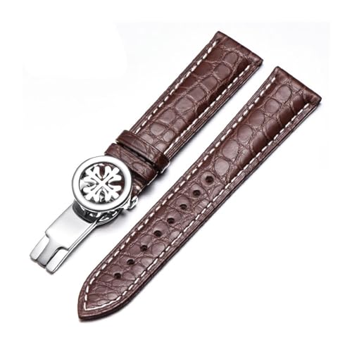 RTRCAGAKM Rundes Uhrenarmband passend for Patek for Philippe 5167Ax Armband mit Schmetterlingsschließe, 19 mm(Brown white-silver,20mm) von RTRCAGAKM