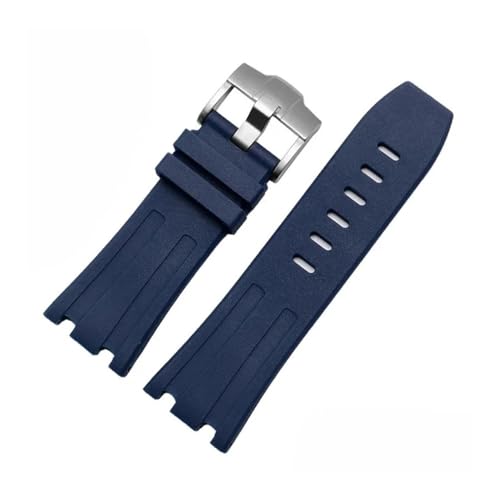 RTRCAGAKM Silikonarmband passend for AP passend for Royal Oak Offshore 26400 Uhrenarmband 28 MM(Blue-silver) von RTRCAGAKM