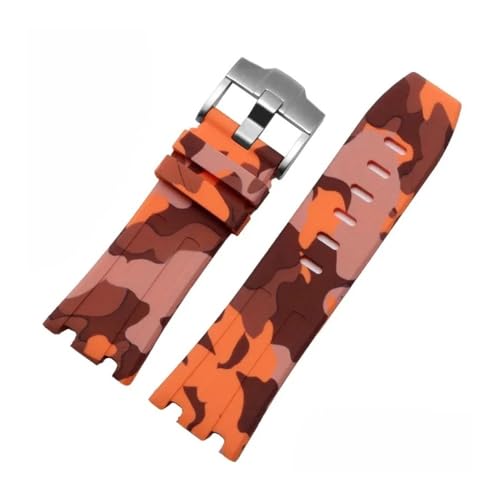 RTRCAGAKM Silikonarmband passend for AP passend for Royal Oak Offshore 26400 Uhrenarmband 28 MM(Camo Orange-silver) von RTRCAGAKM