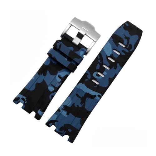 RTRCAGAKM Silikonarmband passend for AP passend for Royal Oak Offshore 26400 Uhrenarmband 28 MM(Camo blue-silver) von RTRCAGAKM