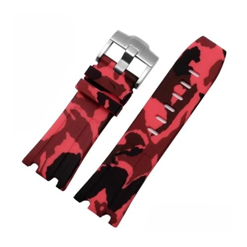 RTRCAGAKM Silikonarmband passend for AP passend for Royal Oak Offshore 26400 Uhrenarmband 28 MM(Camo red-silver) von RTRCAGAKM