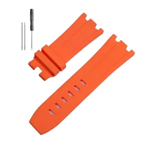 RTRCAGAKM Silikonarmband passend for Audemars, passend for Piguet, passend for Royal Oak 15703 Serie, 28 mm(Orange-no buckle,28x20mm) von RTRCAGAKM
