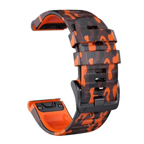 RTRCAGAKM Sport-Camouflage-Silikonarmband, passend for Garmin, passend for Fenix ​​7 7X Pro Solar-Uhrenarmband, passend for Epix Pro (Gen 2) 47 mm 51 mm Armbandzubehör(Orange,Epix Pro Gen 2 47mm) von RTRCAGAKM