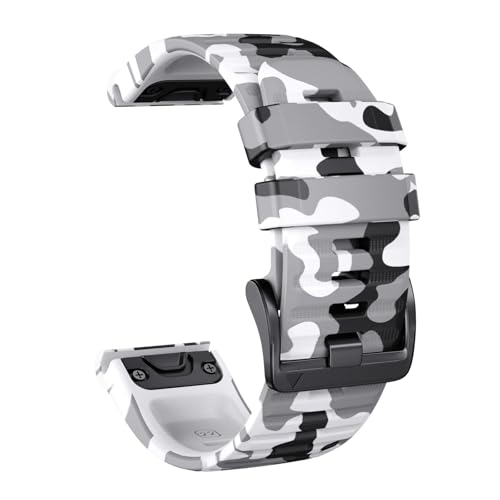 RTRCAGAKM Sport-Camouflage-Silikonarmband, passend for Garmin, passend for Fenix ​​7 7X Pro Solar-Uhrenarmband, passend for Epix Pro (Gen 2) 47 mm 51 mm Armbandzubehör(White,For Fenix 7X Pro) von RTRCAGAKM