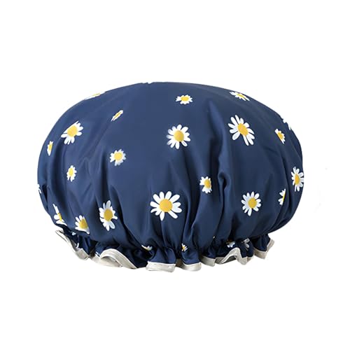 RTRTGS 1 Pc Duschhaube für Damen, doppellagige, wasserdichte Duschhaube mit einzigartigem Blumenmuster, wiederverwendbare Duschhaube für lange, kurze, lockige Haare von RTRTGS
