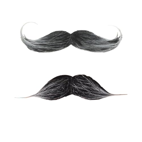 RTRTGS 2 Stück Schnurrbart zum Ankleben Kinder, Fake Bart Fasching, Man Klebebart Schnauzer, Künstlicher Klebe Falscher Bärte, Funny 80er Oberlippenbart Cosplay Kostüm, für Halloween von RTRTGS
