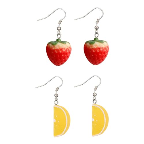 RTRTGS 2 pair Früchte Ohrringe Frucht-ohr-bolzen Lustige Nette Ohrringe Baumeln Lemon Drops Für Frauen kostüm damen ohrringe orange obst kostüm zitronen kostüm von RTRTGS