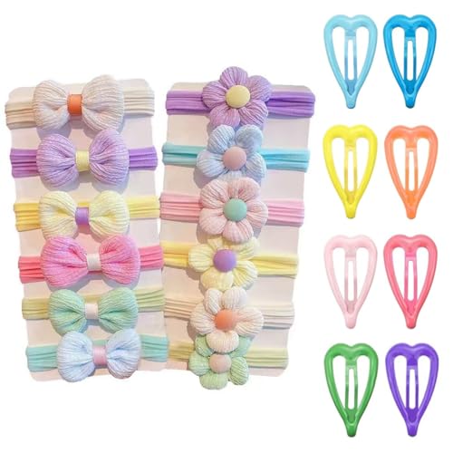 RTRTGS 20 Stück Haargummis für Kinder, Haargummis für Kleinkinder und Mädchen, Scrunchies Soft Flower, Elastische Pferdeschwanzhalter, niedlicher Haarschmuck für kleine Mädchen für Geburtstage von RTRTGS